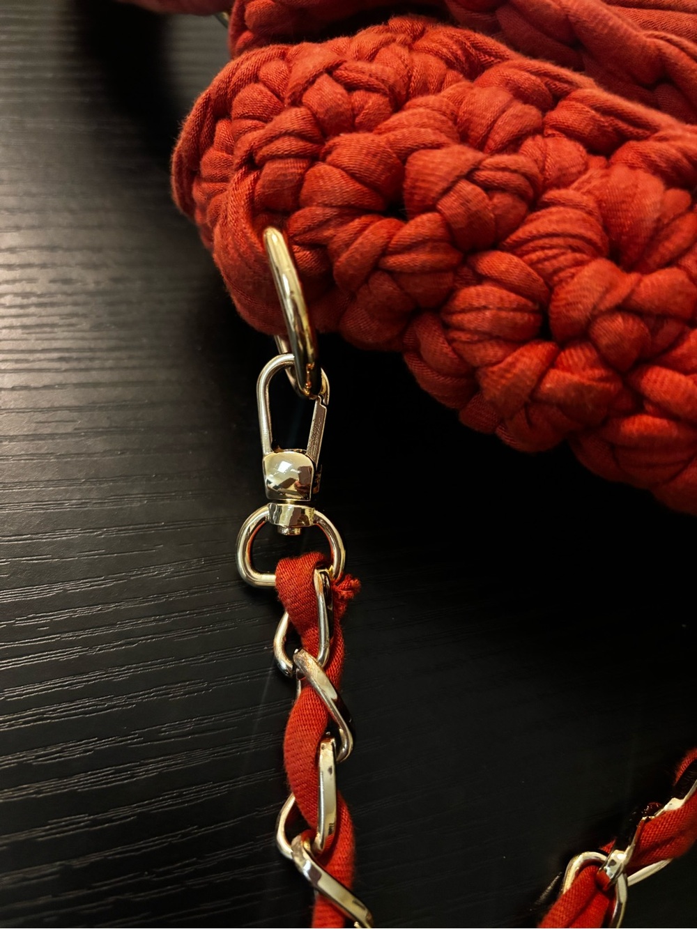 Alexa Red Crochet Crossbody Bag Chunky Knit T-Shirt Yarn Purse Tassel - Picture 10 of 12